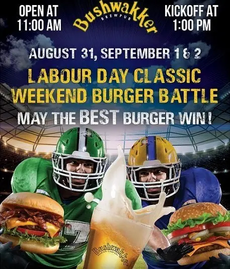 OPEN LABOUR DAY CLASSIC SUNDAY at Bushwakker's Brewpub, Regina
